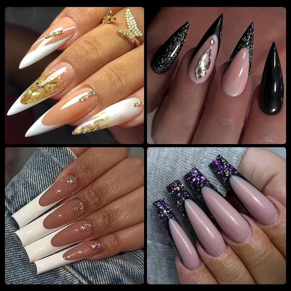 Wholesale ODM OEM Long Stiletto False Nails 240pcs 12sizes Traceless Half Cover Clear Long Stiletto Square Round Matte Nail Tips