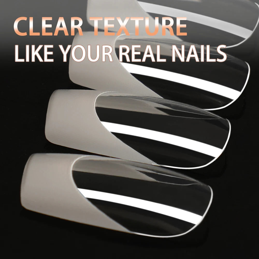 Nail Factory Wholesale 120pcs Full Cover French White Tip Nails Press on Clear Short Almond Stiletto French Tip Press on Nails