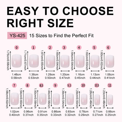 Factory Wholesale OEM ODM 30pcs Nude Gradient Nails Press on Short Medium Square Almond Ombre Pink Press on Nails Art