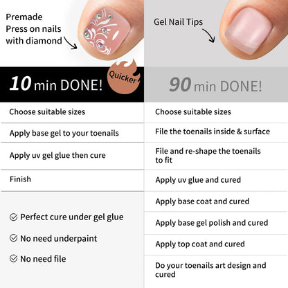 Custom 30pcs Nude Pink Luxury Press on Foot Nail Tips Bling Glitter Toenails Short Square French Press on Toe Nails With Diamond