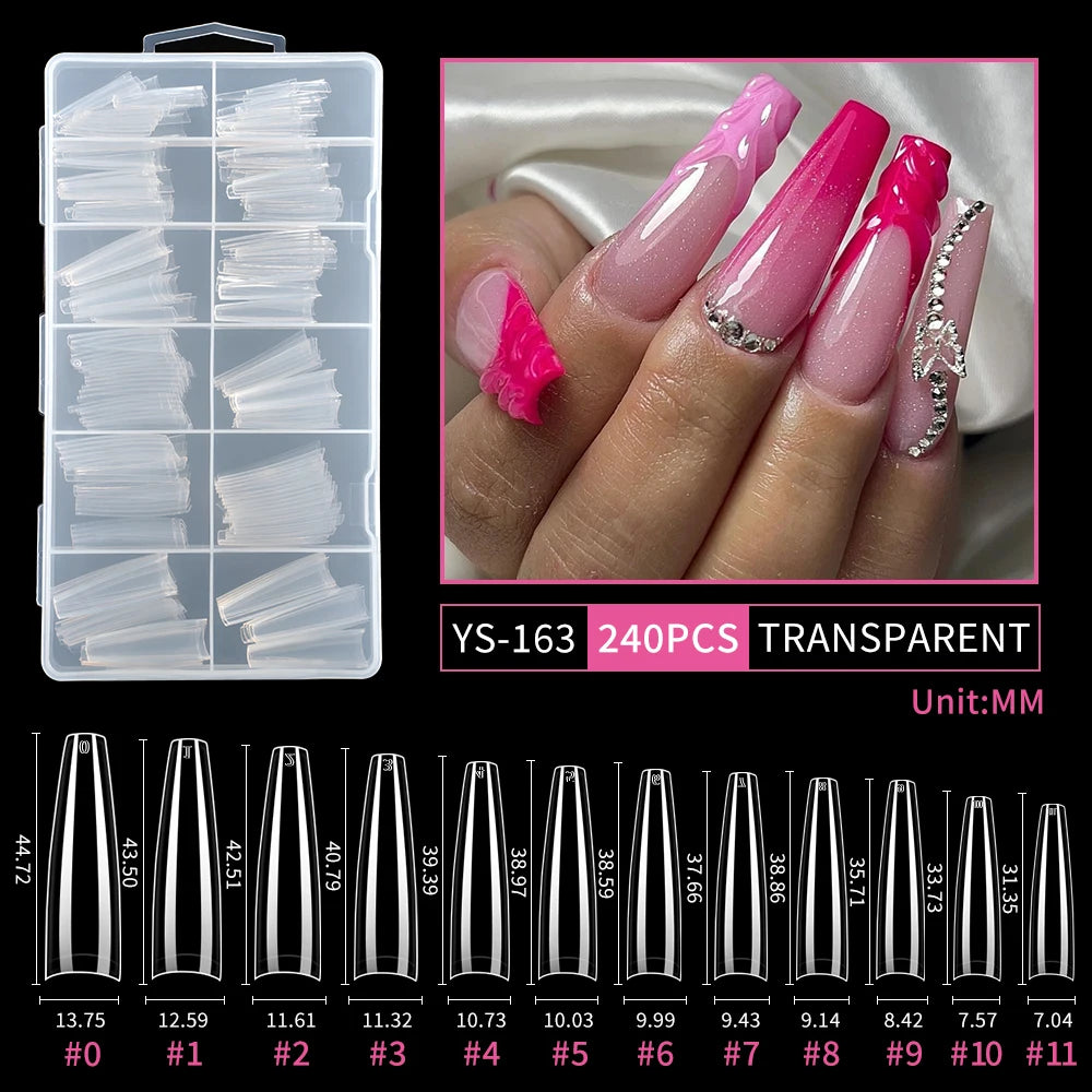 Wholesale Full Half Cover Long Stiletto Square Coffin Nails Tips Soft Gel Nail Extension Tips Nail Tips Non C Curve