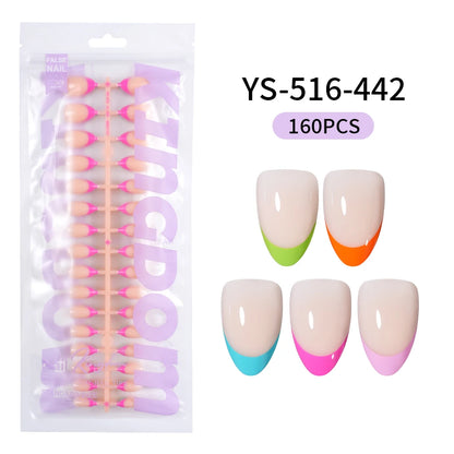 Nail Supplier Custom Wholesale 150PCS Press on French Nails Square Full Cover Wearable Colorful Press on Nails French Tip
