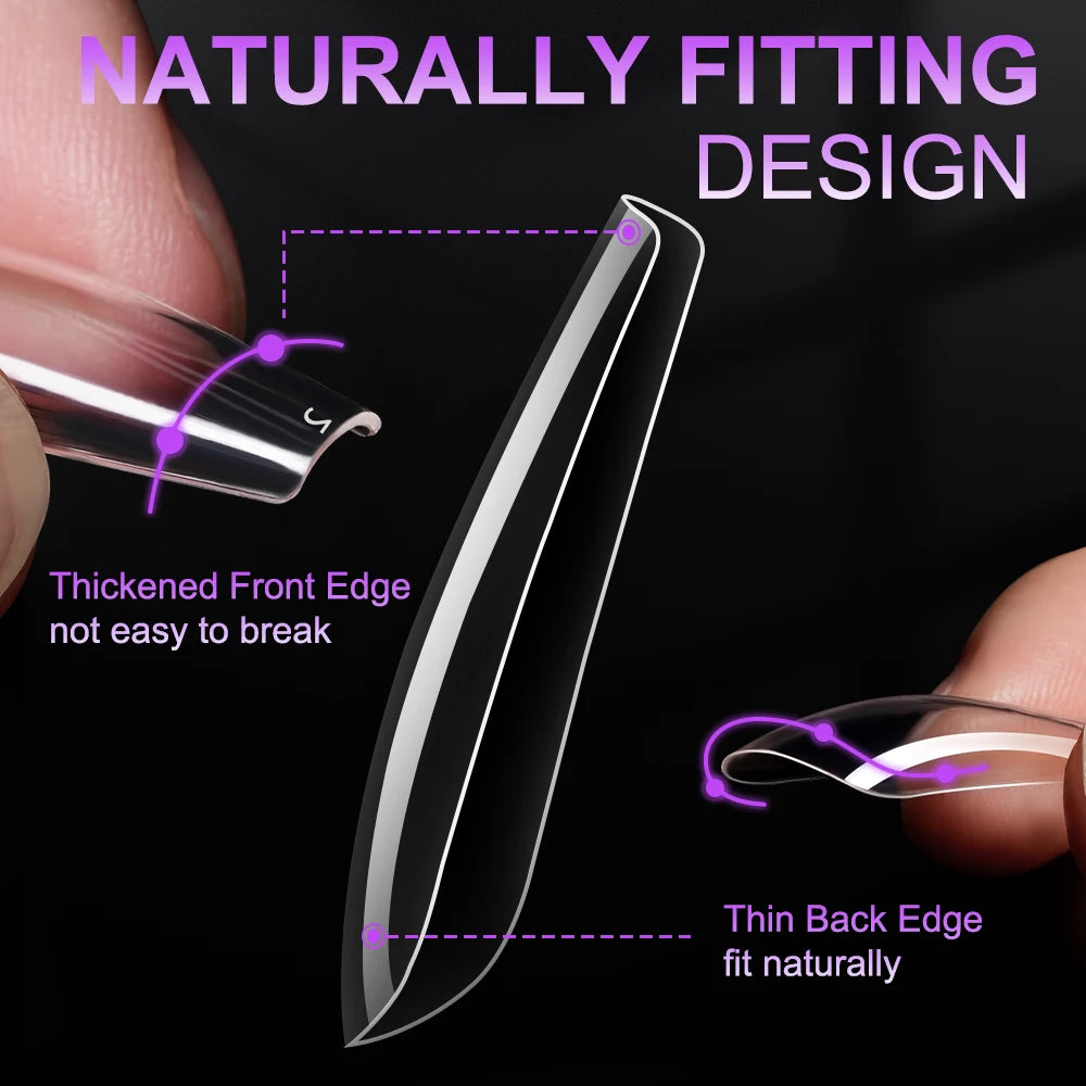 Plastic Full Cover Acrylic Nails Tip Tapered Square Natural Clear Stiletto Artificial Long Ballet French Coffin Nail Tips