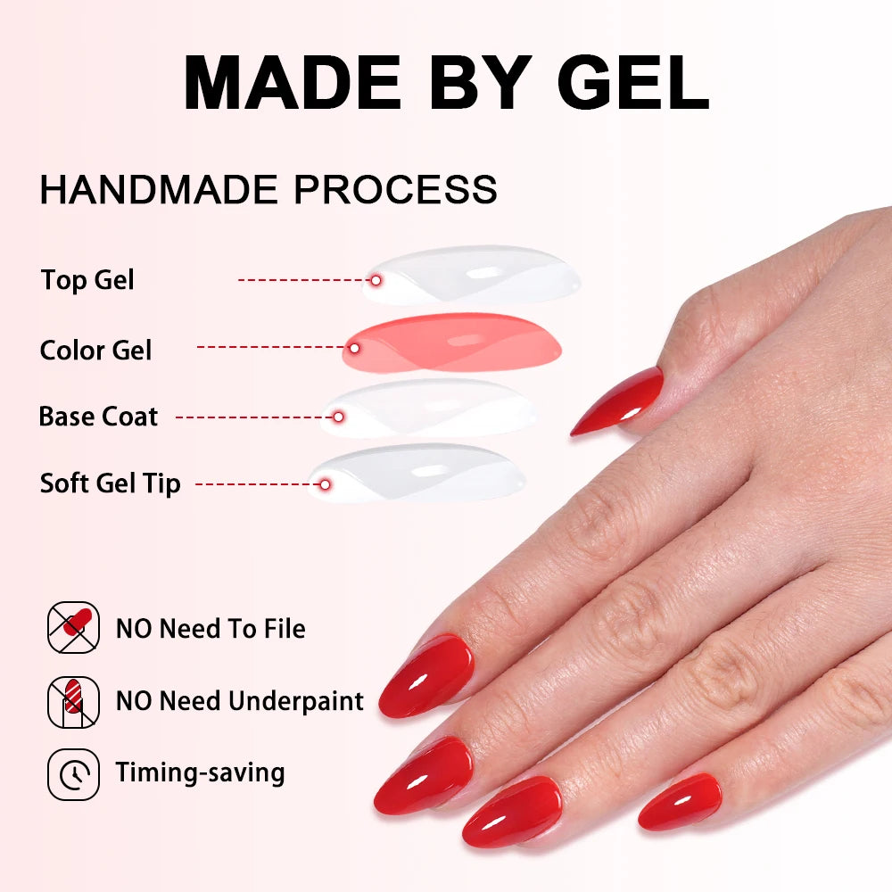 Custom Private Label 160pcs Cherry Wine Red Pink False Nails Reusable Solid Color Short Almond Gel Press on Nails Art Manicure