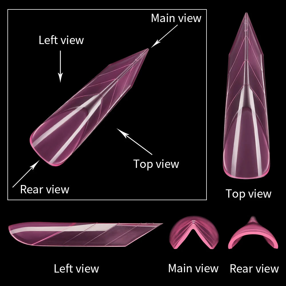 120pcs Wholesale Quick Building Nail Mold Tips Stiletto French Traceless Pink Extension Duckbill Pyramid Dual Nail Forms