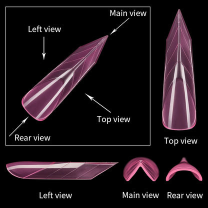120pcs Wholesale Quick Building Nail Mold Tips Stiletto French Traceless Pink Extension Duckbill Pyramid Dual Nail Forms