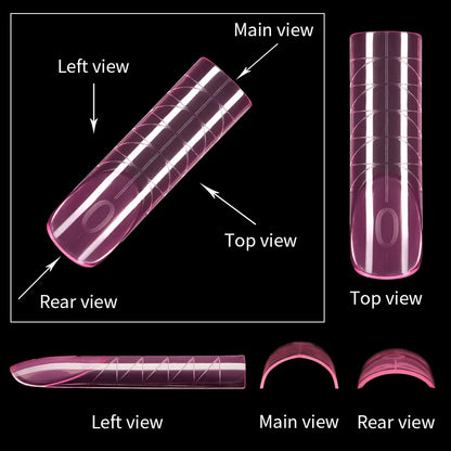 Private Label Russia Quick Building Nail Molds 140Pcs Acrylic Extension Form Tips Traceless Pink Plastic Dual Form Nail Tips