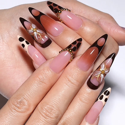 Wholesale 30pcs Custom 3D Diamond Luxury Flower Design Stick on Nails Acrylic French Tip Press on Nails for Nail Art Salon