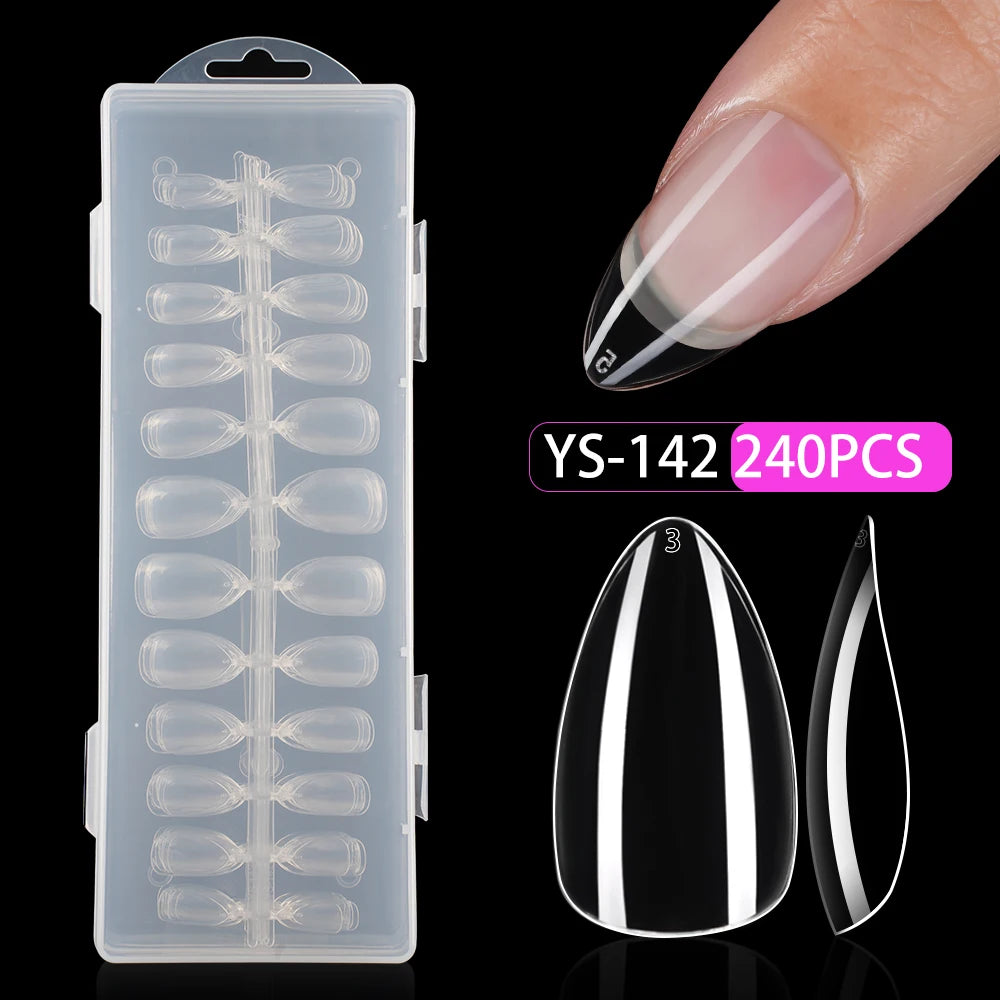 Wholesale 120/240Pcs Full Cover Almond False Nail Tips Supplies Clear Extra Short Almond Nail Tips
