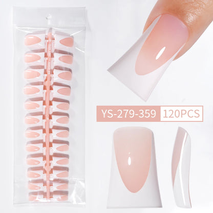 Wholesale OEM 120pcs Duck Nail French Tips White Full Cover Gel Handmade French Duck Nails Press on Nails