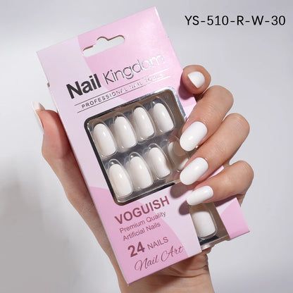 Wholesale 24pcs/box Short Nails Natural Decorated Artificial Fingernails Reusable Solid Color Press on Nails with Try on Window