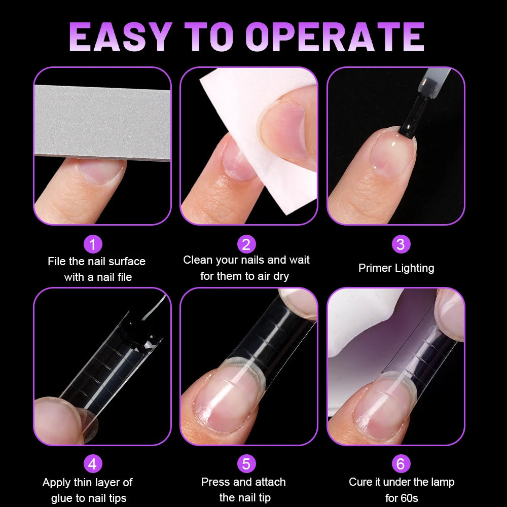 Factory Wholesale 504pcs/Box False Nail Tips Nature Clear Half Cover French Square Nail Tips With Scales for Nail Art Salon