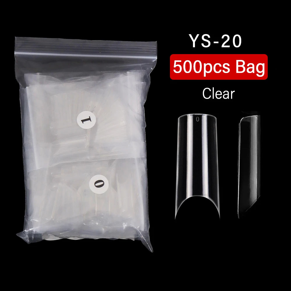 High Quality Nail Art Salon Practice Half Cover Square False Nails Tips French Acrylic False Nail Tips 500pcs Bag