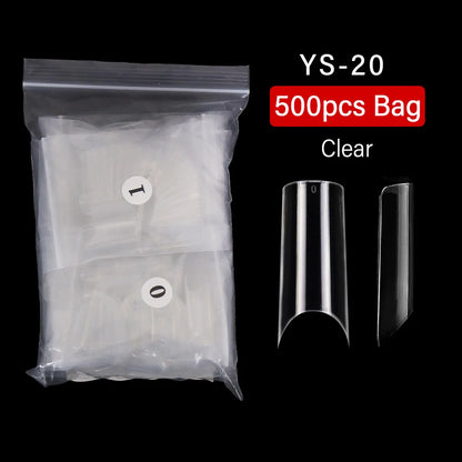 High Quality Nail Art Salon Practice Half Cover Square False Nails Tips French Acrylic False Nail Tips 500pcs Bag