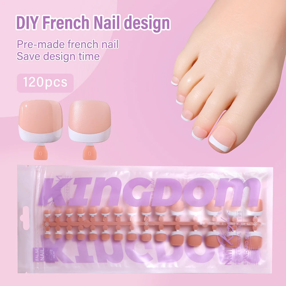 150pcs Wholesale Press on Gel Nails French White Black Tips Private Label Almond Square Coffin French Press on Nails Strip