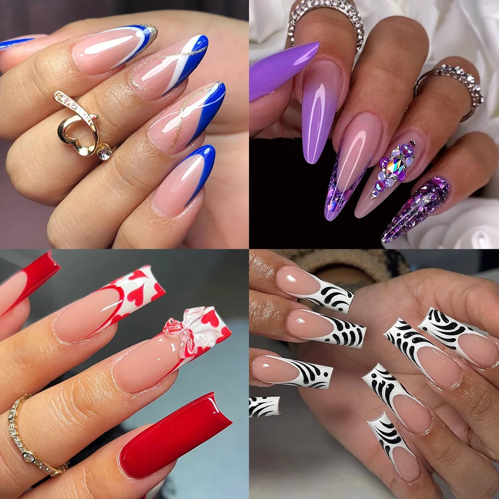 Wholesale False Nail Art Tips 15 Size Full Cover Traceless Transparent Clear Coffin Stiletto Square Almond Soft Gel Nail Tips