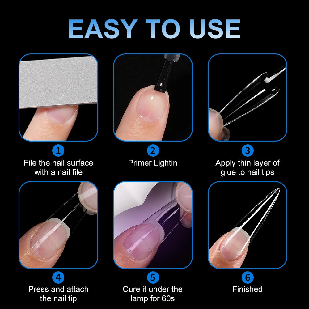New Hot Sale  Half Cover Stiletto Nail Tips Soft Gel Tips Extra Long Short No C Curve Stiletto Nail Tips Box