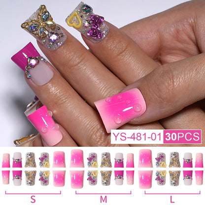 New Nail Supplier 30PCS Duck Feet Shape Nails 3D Luxury Finger Artificial French Design Acrylic Duck Press on Nails