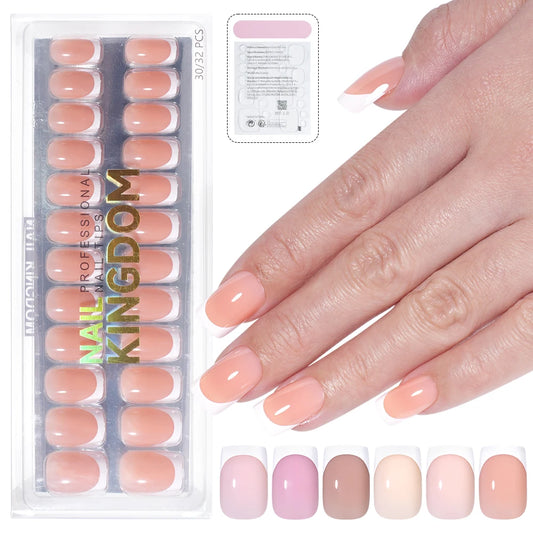 Wholesale Private Label 32pcs French False Nails Soft Gel X Nail Tips Full Cover Nude Pink Nails Press on French Tip