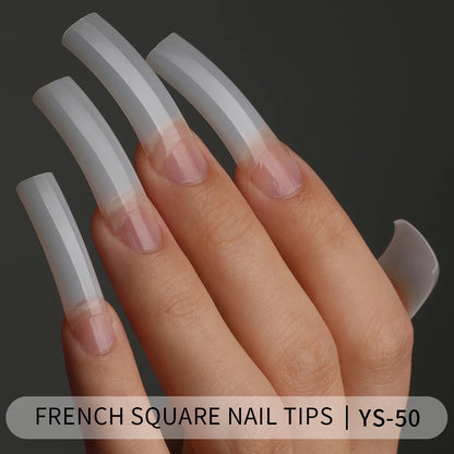 Tapered Square Nail Tips 500pcs/box XXXL French Ultra Thin Half Cover No C Curve Straight Soft Gel French Square Nail Tips