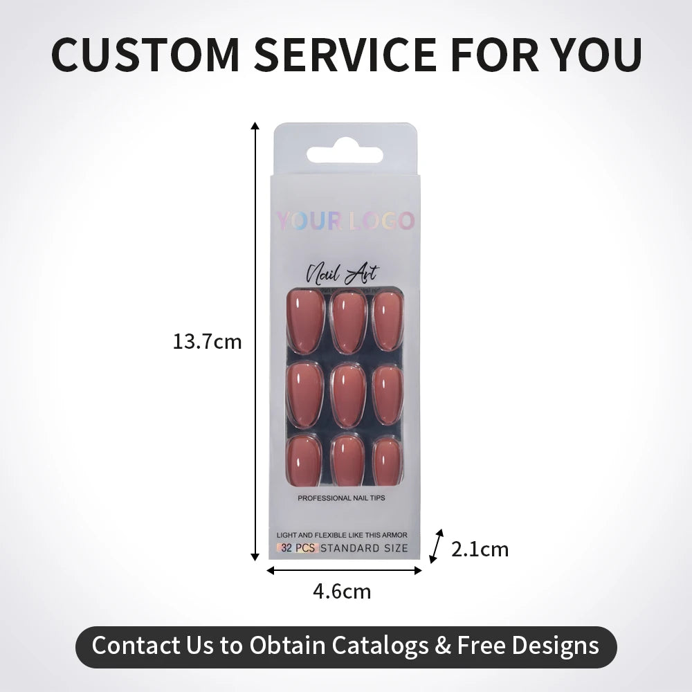 Nail Factory Custom 32pcs/30pcs Handmade Gel Nails Press on Full Cover Solid Color Aurora Glitter Almond Press on Nail Tips