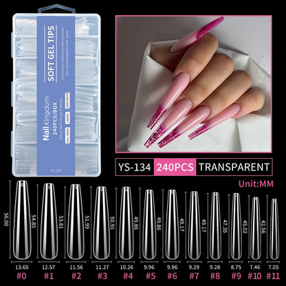 Wholesale Full Half Cover Long Stiletto Square Coffin Nails Tips Soft Gel Nail Extension Tips Nail Tips Non C Curve