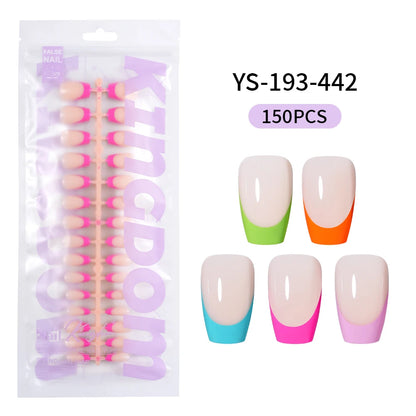 Nail Supplier Custom Wholesale 150PCS Press on French Nails Square Full Cover Wearable Colorful Press on Nails French Tip