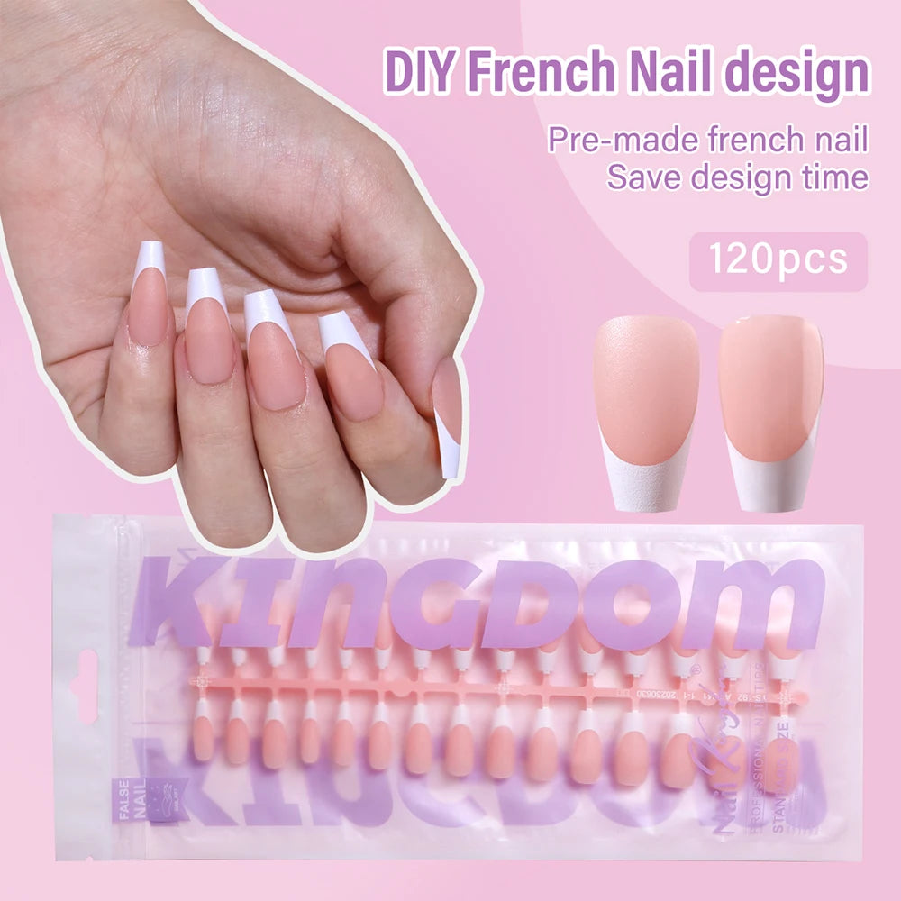 150pcs Wholesale Press on Gel Nails French White Black Tips Private Label Almond Square Coffin French Press on Nails Strip