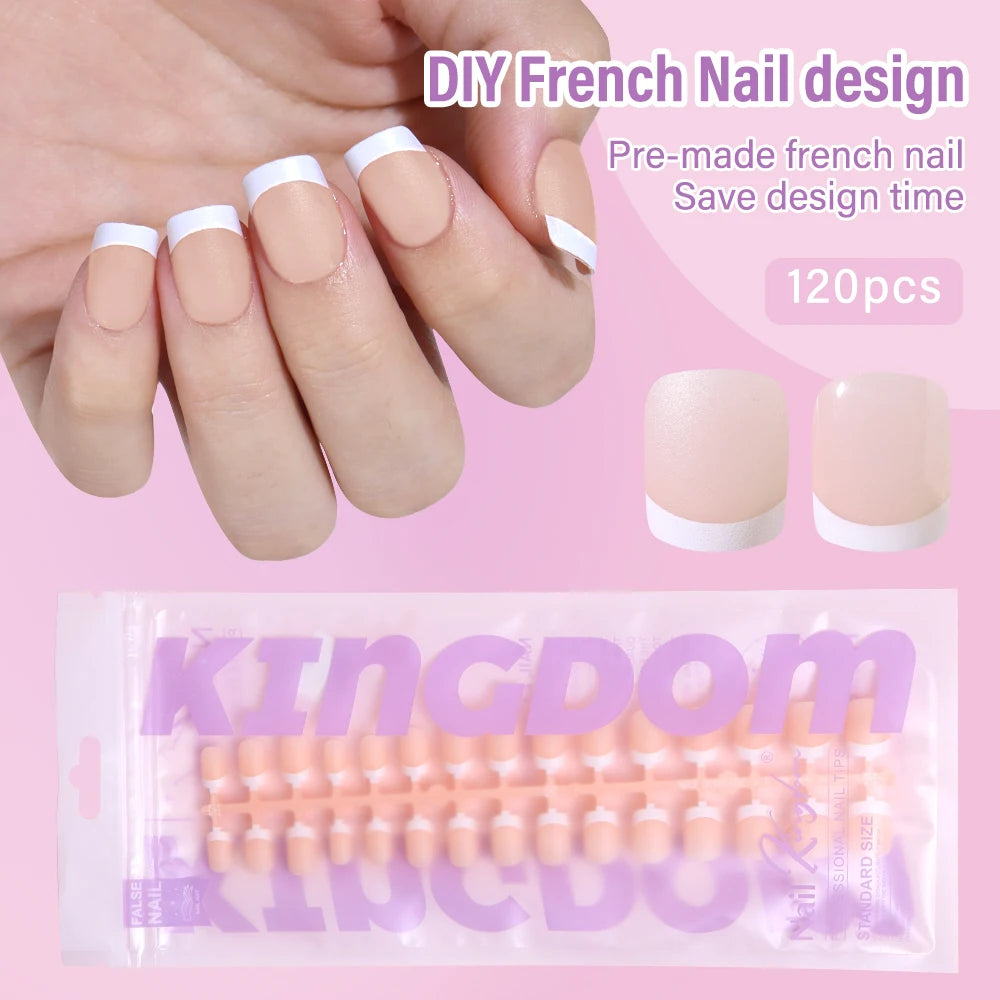 150pcs Wholesale Press on Gel Nails French White Black Tips Private Label Almond Square Coffin French Press on Nails Strip