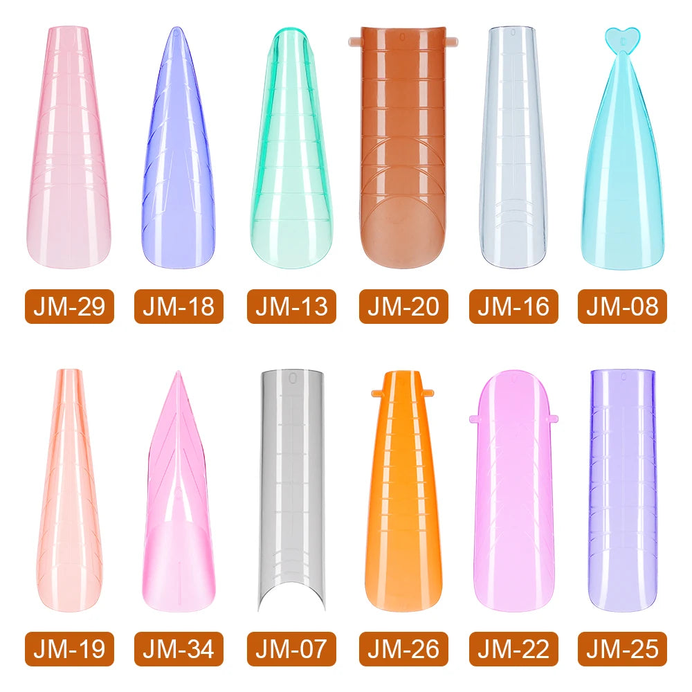 Custom Logo 294pcs Quick Building Dual Forms Nails Tips Nail Mold Set Mixed Color French Plastic Nail Extension Forms Set