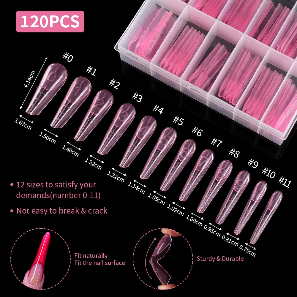 OEM ODM Quick Building Mold Nail Tool 120Pcs Extension Form Tips Pink French Silicone Molds Plastic Dual Form Nail Tips
