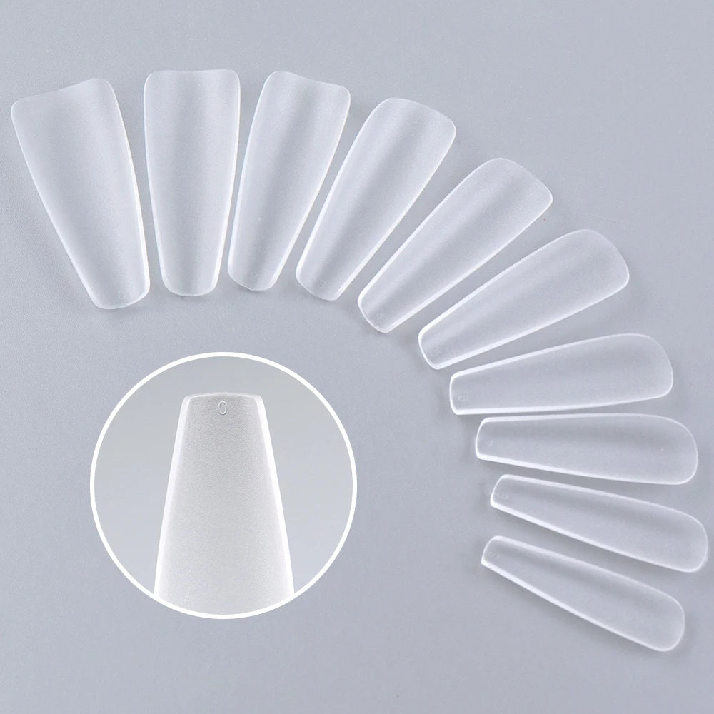 Wholesale Hot Sale Nail Salon 240 Pieces Non-Trace Nail Tip Transparent Matte Fingernail Soft Gel X Full Cover Nail Tips