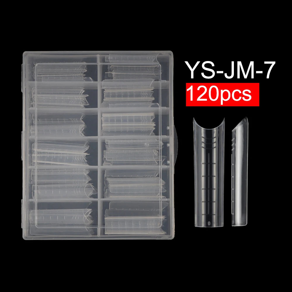 Wholesale 120pcs Russian Almond Dual Forms 26 Styles Quick Building Nail Model Extension Oval Stiletto Coffin Plastic Nail Forms