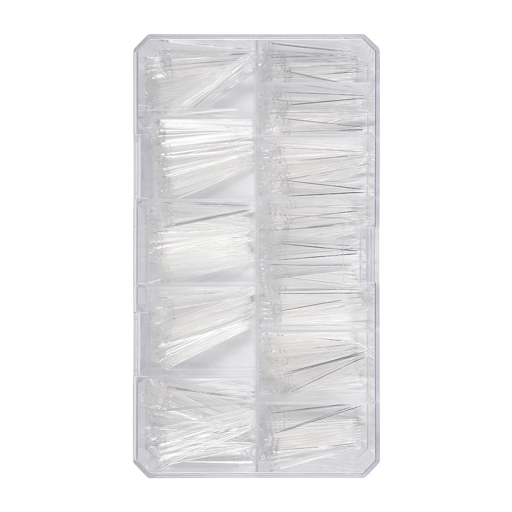 Wholesale Extra Long 504pcs Stiletto Nail Tips Long Pointed Nail Extensions for Finger Nature Clear Half Cover Manicure Design