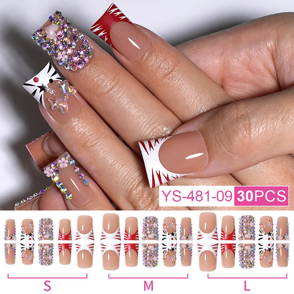 New Nail Supplier 30PCS Duck Feet Shape Nails 3D Luxury Finger Artificial French Design Acrylic Duck Press on Nails
