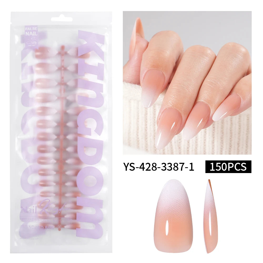 Wholesaler Private Label 150Pcs Nude Pink Gradient Fake Nails Press on Short Square Almond Ombre Press on Nails