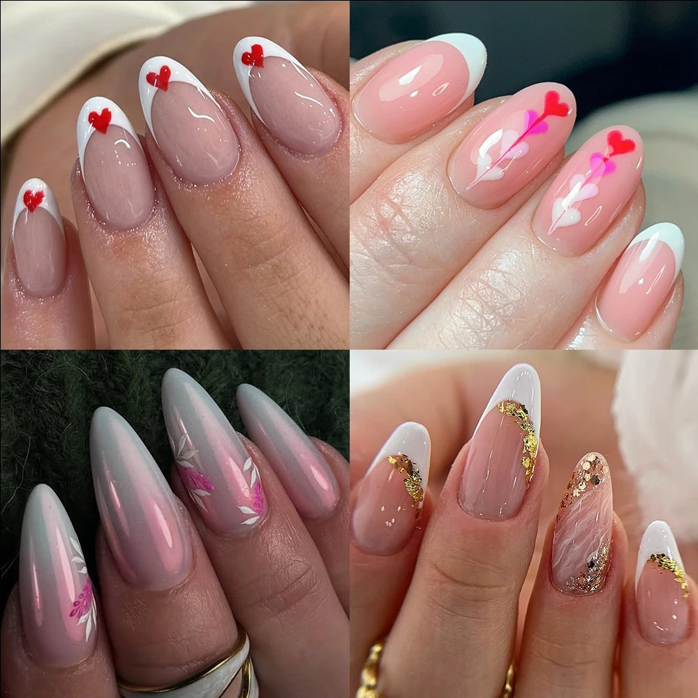 Nail Supplies 120/240Pcs Full Cover Half Frosted Almond False Nail Tips Clear Semi Matte Almond Nail Tips