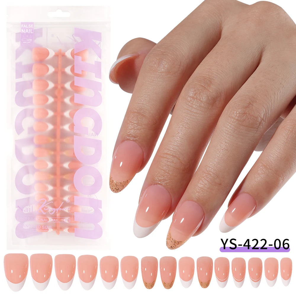 Wholesale OEM 120pcs French Reusable False Nails Ballet Designer Glitter Silver Handmade French Soft Gel Press on Nails Set