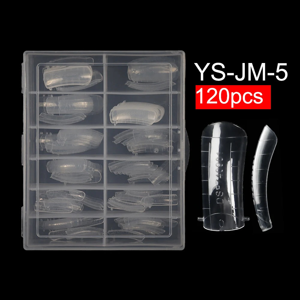 Wholesale 120pcs Russian Almond Dual Forms 26 Styles Quick Building Nail Model Extension Oval Stiletto Coffin Plastic Nail Forms