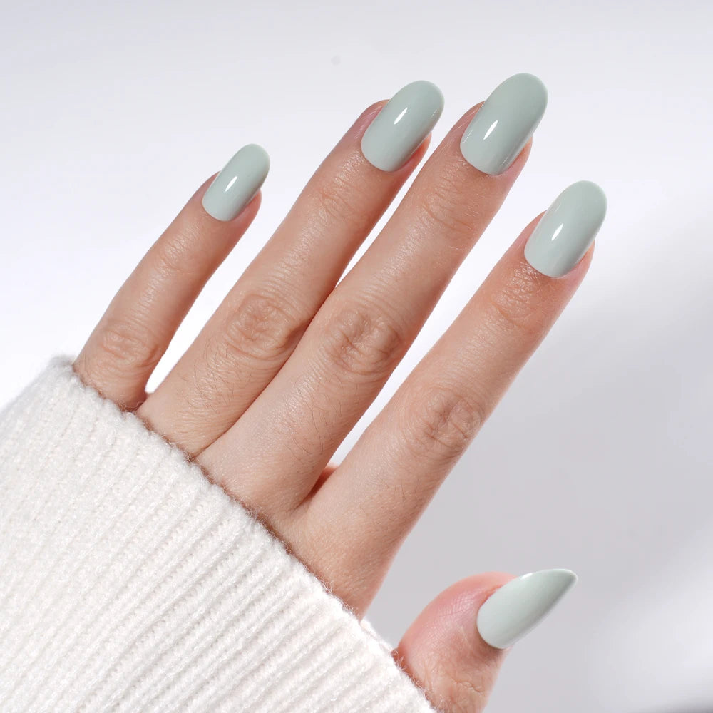 Private Label 30/32pcs Short Round False Nails Art Salon Wholesale Colorful Simple Handmade Solid Color Press on Nails for Women