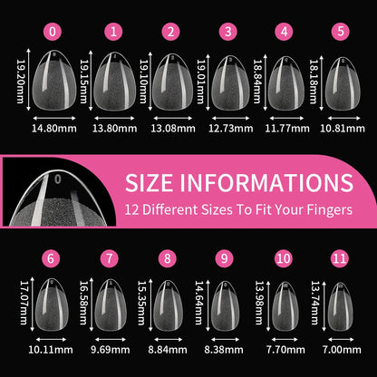 Wholesale 120/240/600Pcs Full Cover Frosted Almond False Nail Tips Supplies Clear Traceless Matte Extra Short Almond Nail Tips