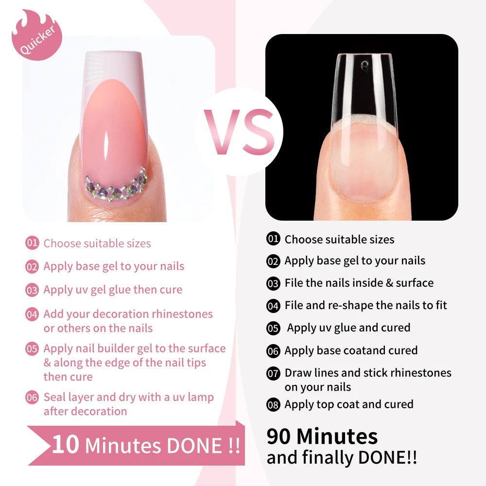 Wholesale 30Pcs Handmade Diamond French Press on Nails Art Tips Designed Rhinestones Medium Square Gel for Fingers