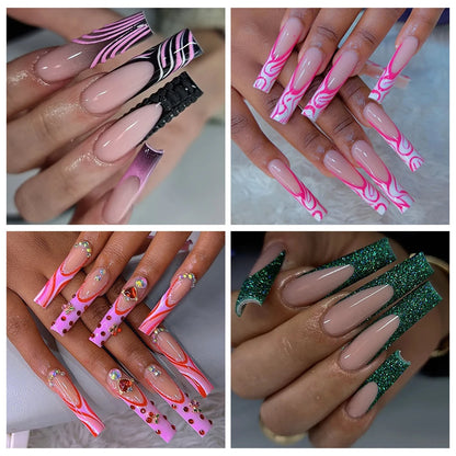 Custom Private Label 550pcs/box False Nails Soft Gel Nail Tips 11 Sizes Half Cover Clear Traceless Long Square Nail Tips