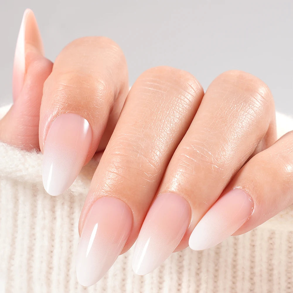 Factory Wholesale OEM ODM 30pcs Nude Gradient Nails Press on Short Medium Square Almond Ombre Pink Press on Nails Art