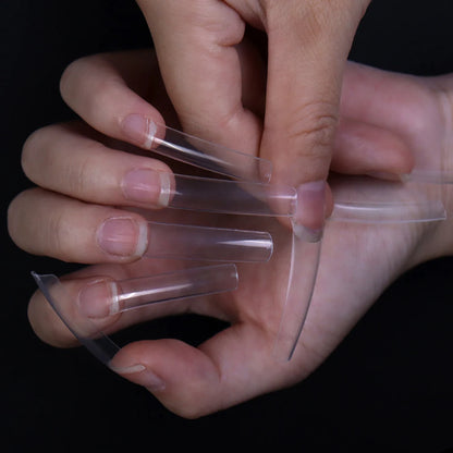 Acrylic French Half Cover 550Pcs/Box Nail Tips Long Square Nail Tips Clear Nature Color Nail Supplies