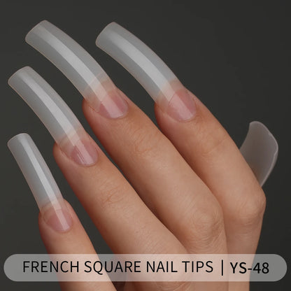 Tapered Square Nail Tips 500pcs/box XXXL French Ultra Thin Half Cover No C Curve Straight Soft Gel French Square Nail Tips