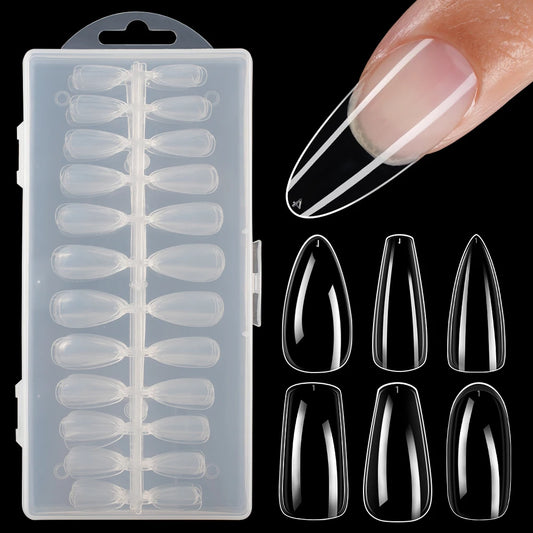Plastic Full Cover Acrylic Nails Tip Tapered Square Natural Clear Stiletto Artificial Long Ballet French Coffin Nail Tips