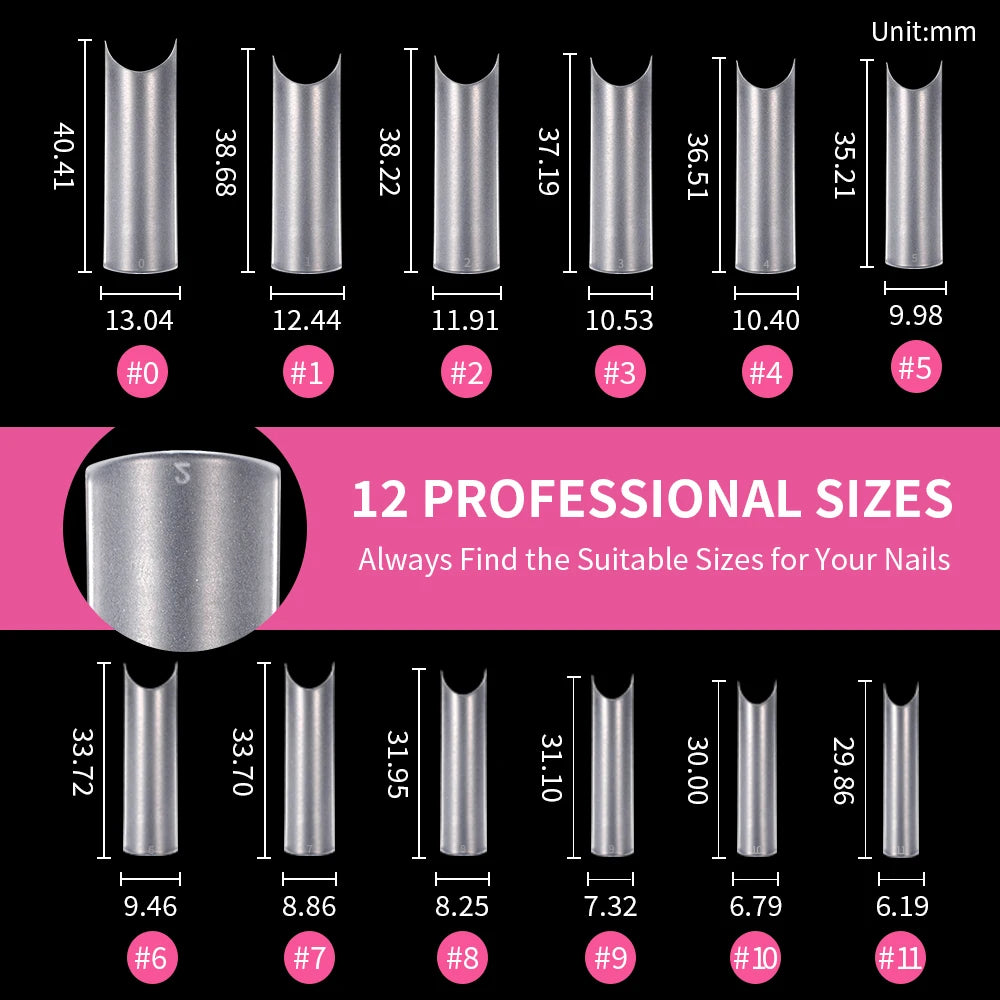 Wholesale ODM OEM Long Stiletto False Nails 240pcs 12sizes Traceless Half Cover Clear Long Stiletto Square Round Matte Nail Tips