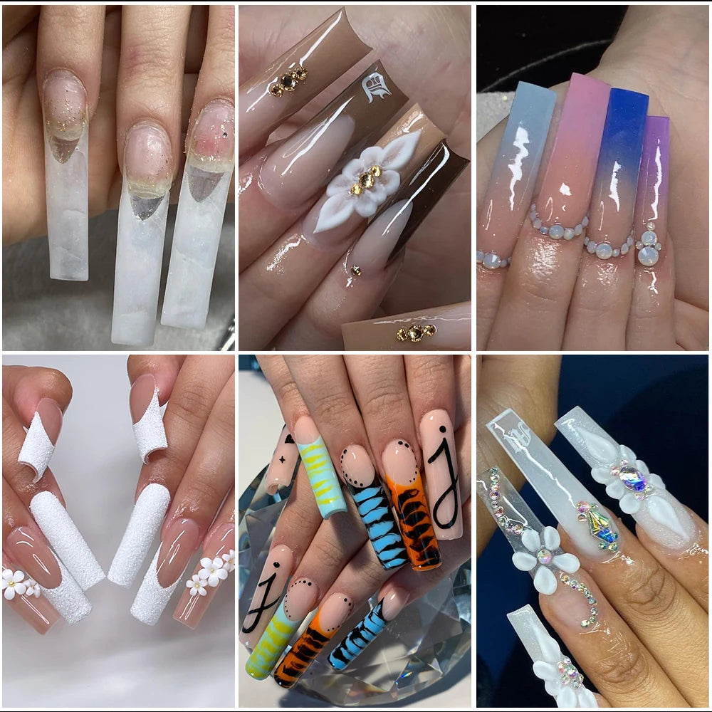 360Pcs/box XXXL Extra Long Coffin Nail Tips Full Cover ABS 3XL Ballerina Square Wholesale False Nail Tips