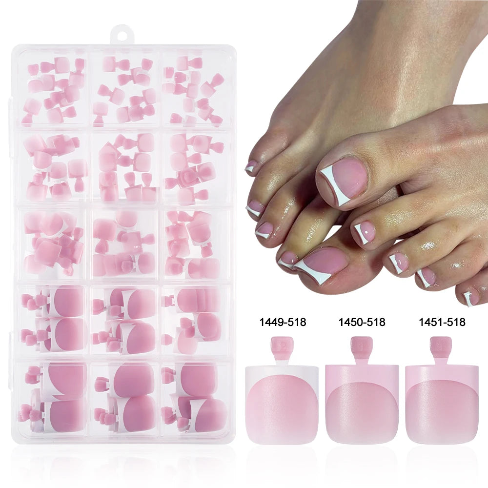 Custom 150pcs Press on Foot Nail Tips Artificial Fake Toenails Handmade Short Square French Soft Gel Press on Toe Nails
